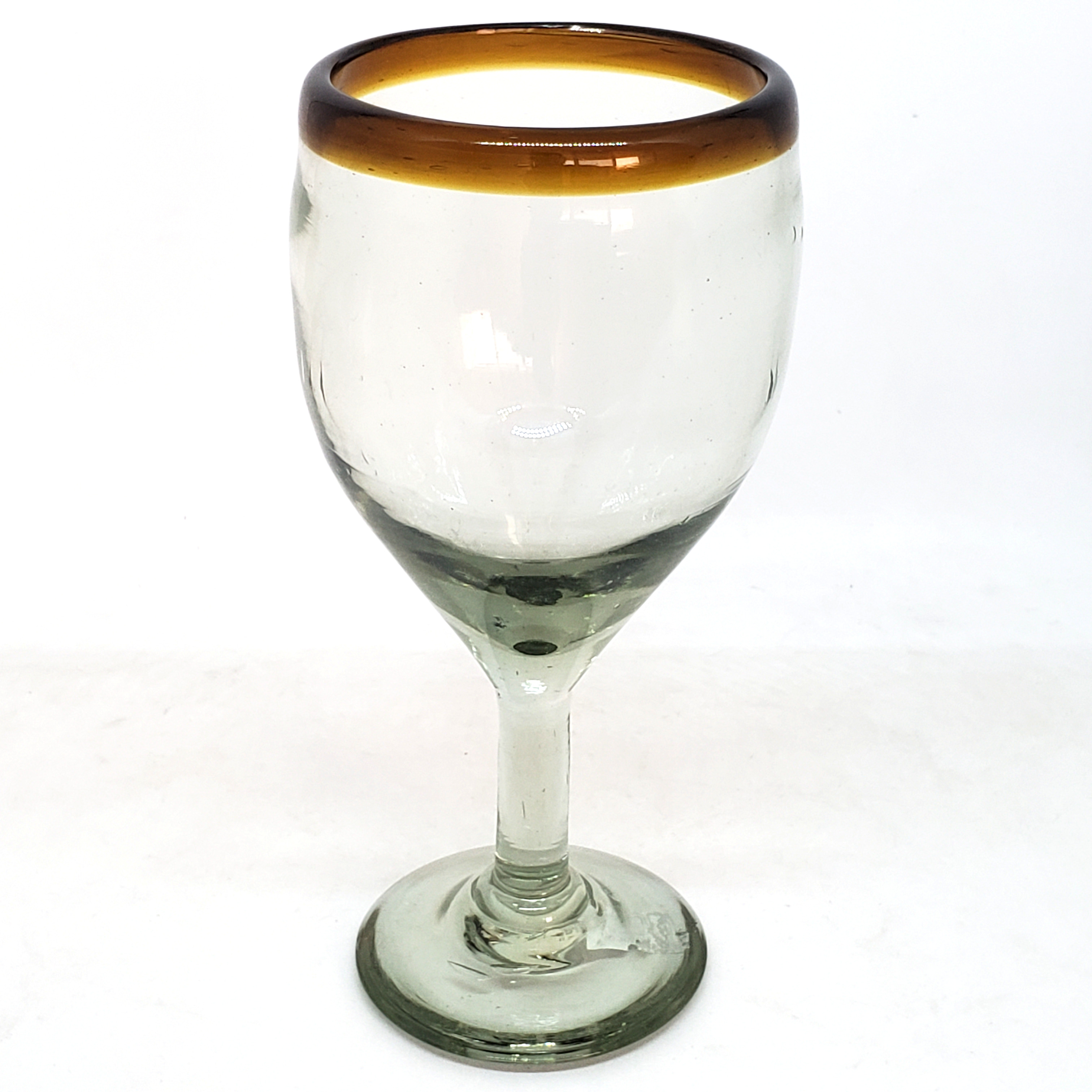 MEXICAN GLASSWARE / Amber Rim 13 oz Wine Glasses 